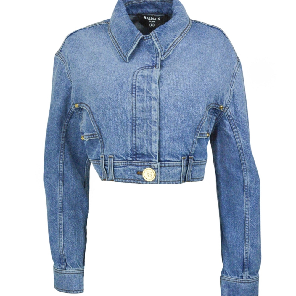 Nwt Sz 40 (8) Balmain Cropped Denim Jacket